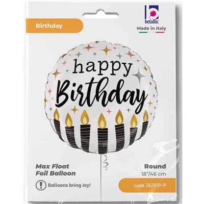 Круг Happy Birthday Свечки на белом Grabo 18″ УП